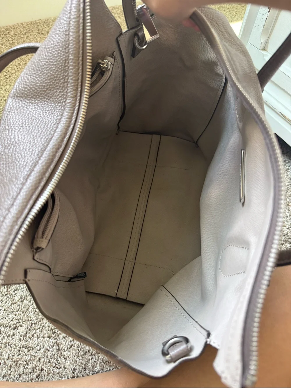Michael Kors Gray Pebbled Leather Top-Handle Tote